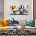 Large Abstract Canvas Wall Art Modern Living Room Bedroom Home Office Wall Decor Grey Geometric Abstract Picture Framed Canvas Prints Size 30x60