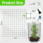16 Pack Plant Protectors from Animals, 13.8"x 12" Wire Plant Protector, Wire Cages for Plants with Stakes and Cable Ties, Metal Plant Cages for Plants, Vegetables, Flowers