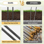 24 Inches Straight Rebar Stakes(20-Pack), 1/2" Diameter Steel Metal Stakes for Garden with Chisel Point End Heavy Duty Ground Anchors for Landscape, Concrete Form, Camping & Trapping Black