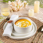 LERATIO Ceramic Dinnerware Sets for 4,Plates and Bowls Sets,Handmade Reactive Glaze Dishes Set,Scratch Resistant | Oven&Dishwasher & Microwave Safe,Service for 4-White
