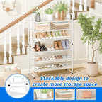 SUFAUY 3-Tier Mesh Shoe Rack, Closet Metal 33" Wide Shoe Rack Organizer Heavy Duty, White