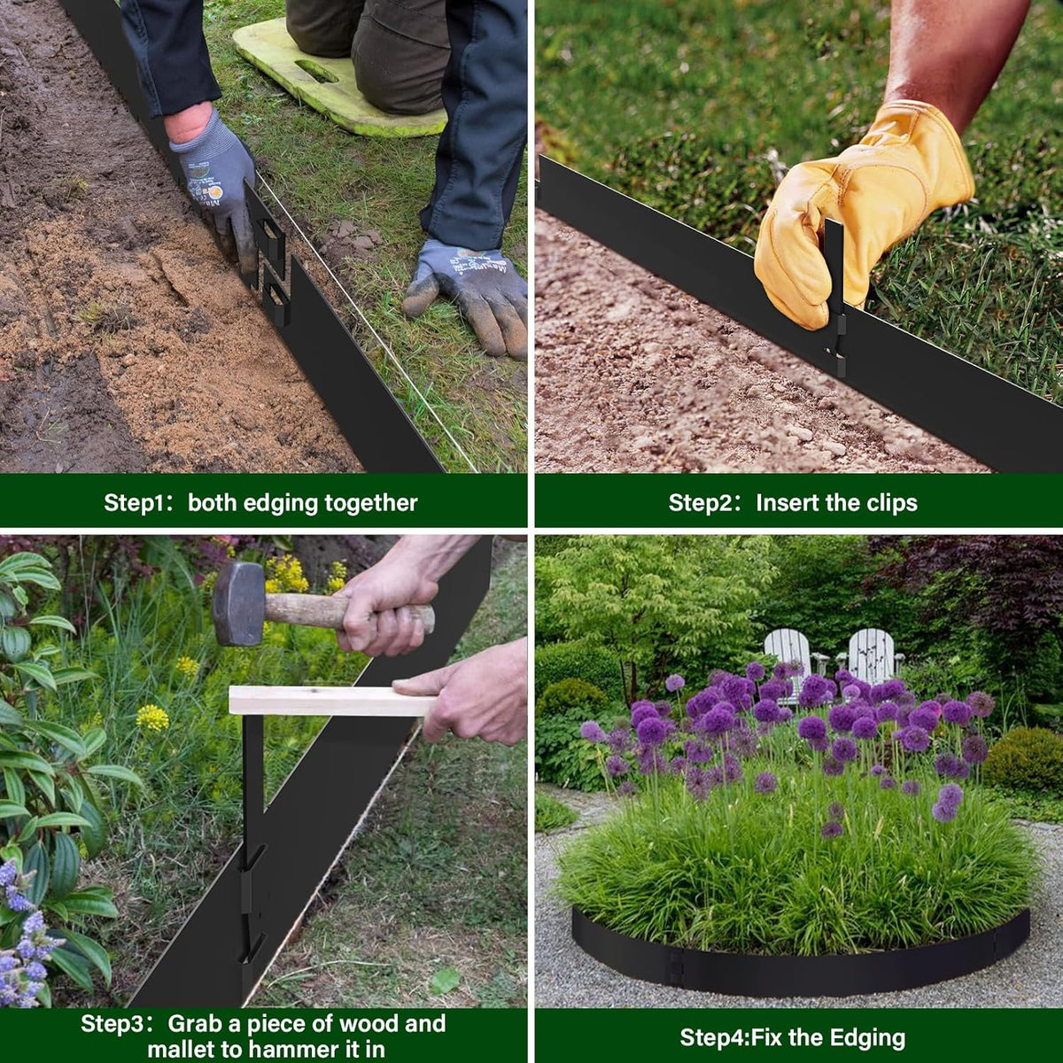 Metal Garden Edging 12" H X 40" L, 6 Pack Steel Garden Edging Border, Bendable Metal Landscaping Edging with 6 Clips for Yard Flower Bed