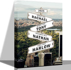 [Design 2025] Personalized Family STreet Sign Multi-Names Canvas, Custom Name And Date Street sign Canvas Print, Crossroads Street SIGN Gift For Family, Custom Name Intersection Sign Poster Wall Art