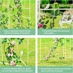 Sungmor Metal Trellises for Climbing Plants, Overall 20 Inch Width & 82.5 Inch Tall, 2PC White Pack, Decorative Retro Style Trellis Fence Panels, Garden Plant Support, Flower Rose Climbing Rack
