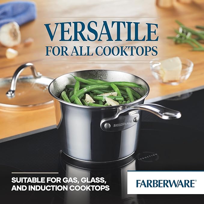 Farberware Millennium Stainless Steel Cookware Pots and Pans Set, 10 Piece