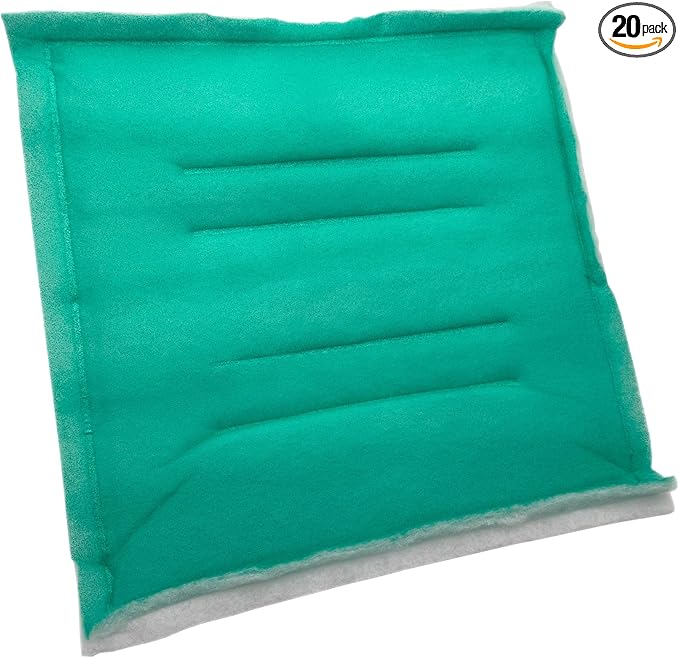 Paint Booth Intake Air Filter Panel, Crossdraft Spray Booth Filter Pad with Dry Tackifier (20/case, 20" x 20")