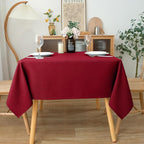 Biscaynebay Textured Fabric Christmas Square Tablecloths 54x54 Inches, Red Water Resistant Spill Proof Tablecloths for Dining, Kitchen, Wedding and Parties, Machine Washable