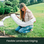 Beuta Landscape Edging | Garden Edging Border | Faux Stone Blocks for Lawn Edging, Flower Beds & Yard Edging – 4 Pack | Each Section Has 6 Blocks 48" L x 4" W x 6.5" H | 8 Spikes | Limewash