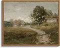 InSimSea Framed Canvas Wall Art Vintage Decor, Room Decor Rural Path Landscape Wall Paintings Prints, Farmhouse Wall Art for Living Room, Vintage Countryside Pictures for Bathroom Wall Decor, 11"x14"
