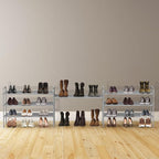 Simple Houseware 3-Tier Shoe Rack Storage Organizer, Grey – Space-Saving Shoe Shelf, Holds 9–16 Pairs, Sturdy Metal Frame, Easy Assembly – Closet, Entryway, Bedroom Shoe Storage Solution
