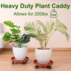 Doseno Plant Caddy with Wheels, Plant Dolly with Wheels, 2 Pack, 13 in