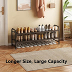 Shoe Rack 2 Tier Long Storage Organizer Wide Metal Shoe Shelf for Closet Entryway Brown
