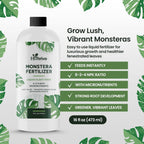 16oz Monstera Plant Food - Makes 96 Gallons of Monstera Fertilizer, Liquid Indoor Plant Fertilizer for Obliqua, Deliciosa and More, 6-2-4 NPK Ratio for Houseplants’ Healthy Growth & Glossy Leaves