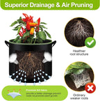 6-Pack 5 Gallon Grow Bags - 300G Heavy Duty Aeration Fabric Pots with Handles,Thickened Nonwoven Planter Bags for Vegetables Flowers Fruits