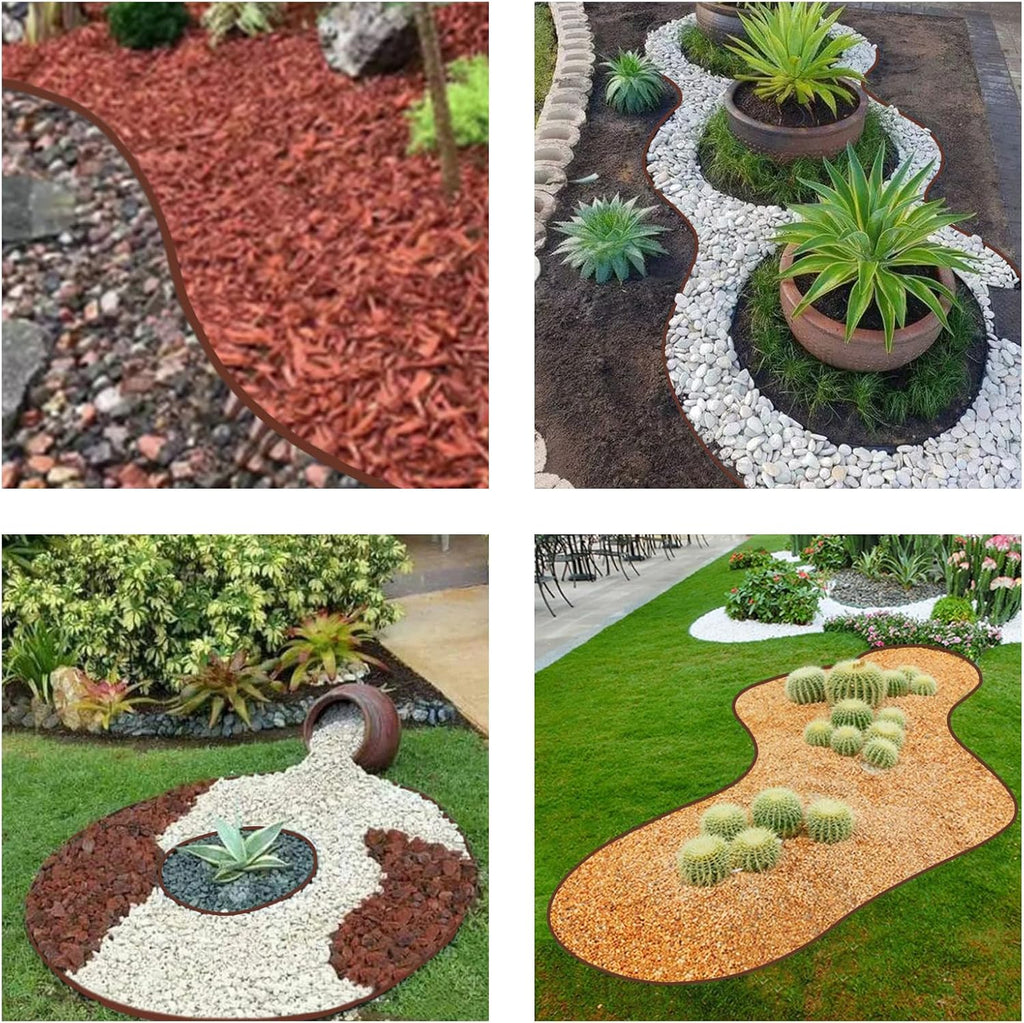 Landscape Edging Kit,33ft Garden Borders Edging Landscape Edging Border【4INCH Hight】 Flexible Lawn Edging Include 30 Stakes, Paver Edging for Yard, Lawn, Gardens(Brown)