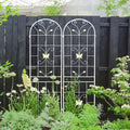 2 Pack Metal Garden Trellis 86.7" Black Fence Rustproof Garden Trellis for Climbing Plants Support Roses Flower Outdoor Lawn, Cream White