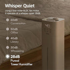 Pureal 10L Tower Humidifier, 83H Runtime, Warm & Cool Mist, Large Room, Top-Fill Tank On Wheels, Auto Mode, 12H Timer, Remote Control, Mood Light, White