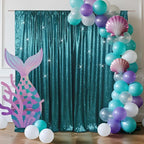 SquarePie Sequin Backdrop LessTransparent Background Sparkly Curtain for Wedding Party 10FT x 10FT Teal
