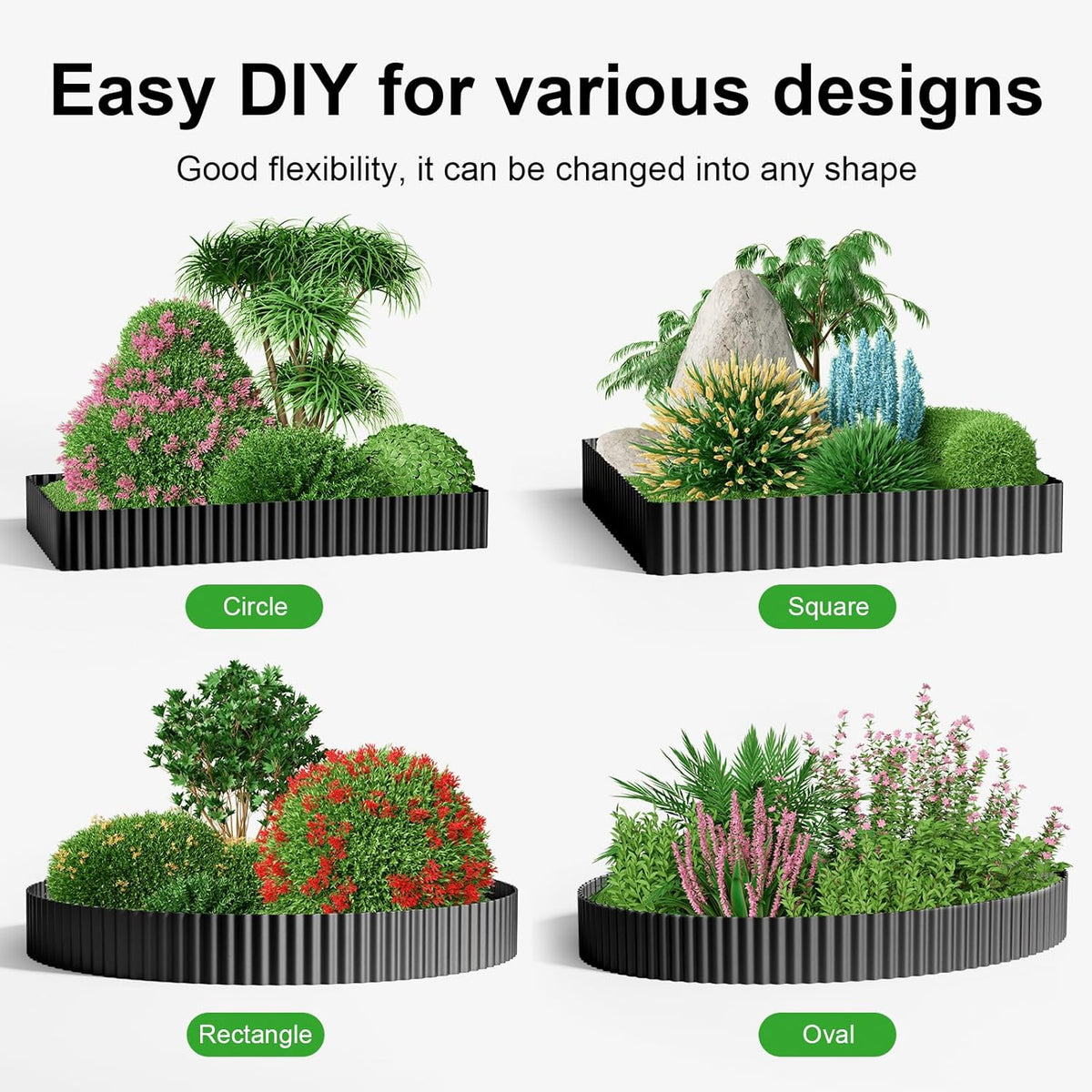 Land Guard Corrugated Garden Edging Border, 6" x 25' Landscape Paver Edging, Tall Landscape Edging, Fence for Garden, Flower Bed, Lawn and Landscape Edging (Glossy Black)