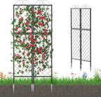 Zhongma 2 Pack Metal Garden Trellises for Climbing Plants, 77.2 Inch Tall Metal Fence Plant Support Trellis for Flower and Vagetable
