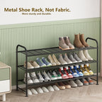 LINZINAR Shoe Rack 3 Tier Long Metal Shoe Organizer for Closet Entryway Black
