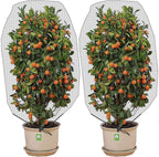 Alpurple 2 Pcs Insect Bird Barrier Netting Mesh with Drawstring- 4.9 x 3.2 Ft Garden Bug Netting Plant Cover- Fruit Tree Net for Protect Plant Fruits Citrus Flower from Insect Bird Eating