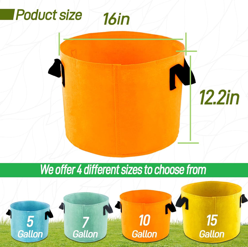 10-Gallon Fabric Grow Bags (7 Pack of Mix Colors) with Handles for Potato Tomato Flower and Vegetables