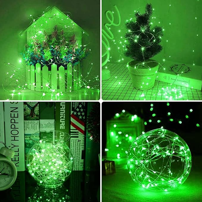 3 Pack Fairy Lights Battery Operated with Remote Control Timer, 26 FT 80 LED String Lights Outdoor Indoor, 8 Mode Twinkle Lights for Party Wedding Birthday Bedroom St Patricks Day Decorations(Green)