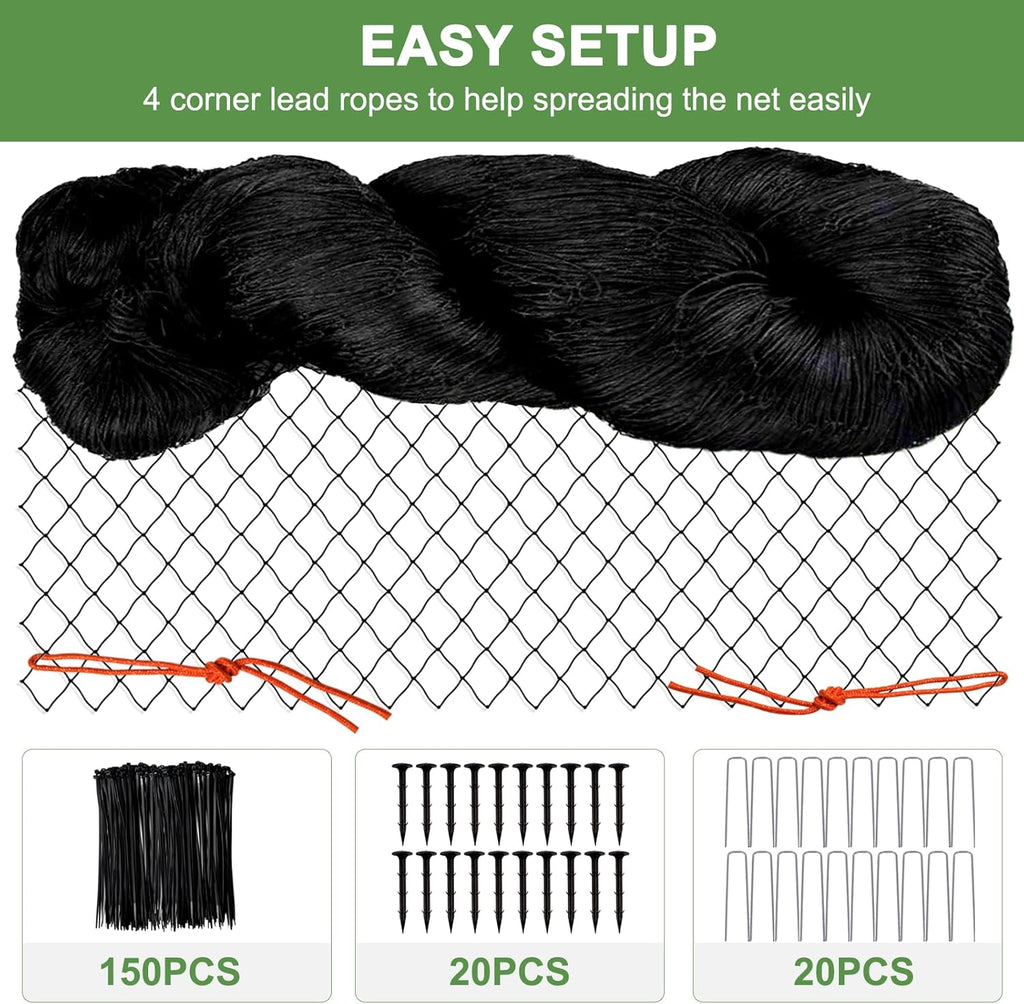 Bird Netting - 100'x100' Heavy Duty Nylon Garden Netting with 2' Mesh for Chicken Coop, Fruit Tree Protection Against Squirrels and Deer