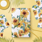 WRAPAHOLIC Kraft Sunflower Wrapping Paper Roll - Mini Roll - 17 Inch x 33 Feet - Perfect for Birthday, Baby Shower, Wedding, Party, Holiday
