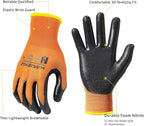 MANUSAGE Safety Work Gloves Nitrile For Men and Women, with Touchscreen Fingers, Men's Work Gloves with Grip, Mechanics Gloves (Size XL, Orange, 3-pairs)