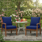 Summsun Patio Chair Cushion Set with Removable Cover, Waterproof Backrest and Seat Cushion Set Replacement for Outdoor Furniture, 19 x 19 Inch, Navy, Set of 2
