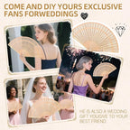 50pcs Personalized Wedding Fans for Guests - Custom Wooden Hand Fans with Names/Dates - Bulk Wedding Favors for Bridal Shower, Baby Shower & Parties (Wood, 50pcs)