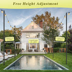 2 Pack String Light Poles for Outside, 10Ft Adjustable Outdoor Light Poles for String Lights, Outdoor Lighting Stand with Fork for Patio, Deck, Backyard, Garden, Party & Wedding