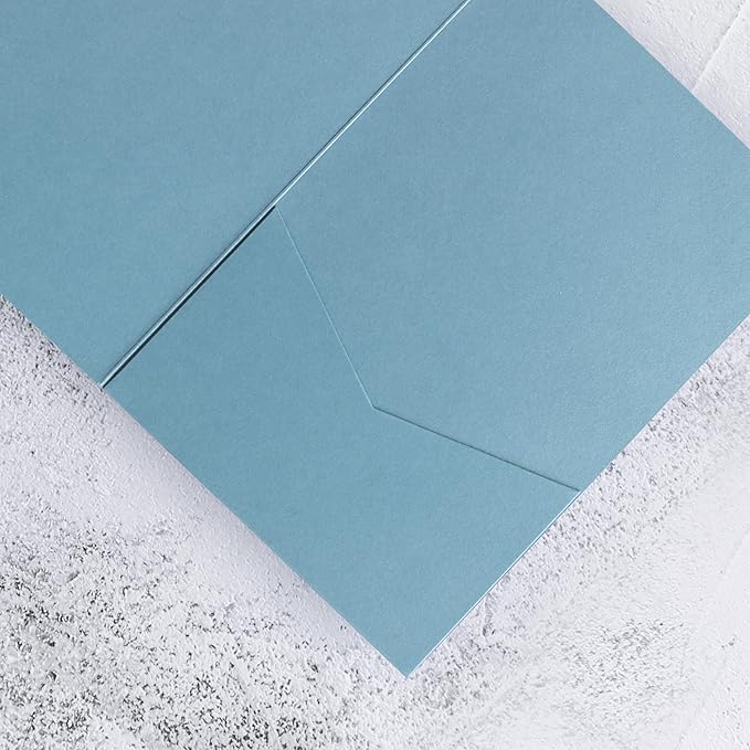 20 Pcs 5.12x7.1'' Sparkle Dusty Blue Tri-fold Laser Cut Wedding Invitation Cards for Wedding Bridal Shower Quinceañera Engagement Birthday Invitation