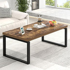EXCEFUR Modern Coffee Table, Industrial Wood and Metal Center Table for Living Room, Rectangle Cocktail Tea Table for Home Office, Rustic Brown, 47 Inch