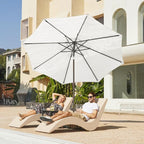 JEAREY 10FT Patio Umbrellas Outdoor Table Umbrella with Push Button Tilt and Crank, Market Umbrella 8 Sturdy Ribs UV Protection Waterproof for Pool, Garden (White)