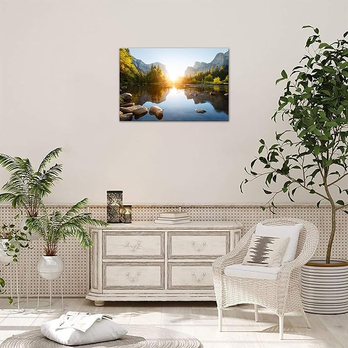 SKASNFAI Canvas Wall Art Utah National Parks Yosemite Canvas Print Landscape Painting Artwork Framed Home Decor Nature Poster for Bedroom Ready to Hang (28x44 inch)