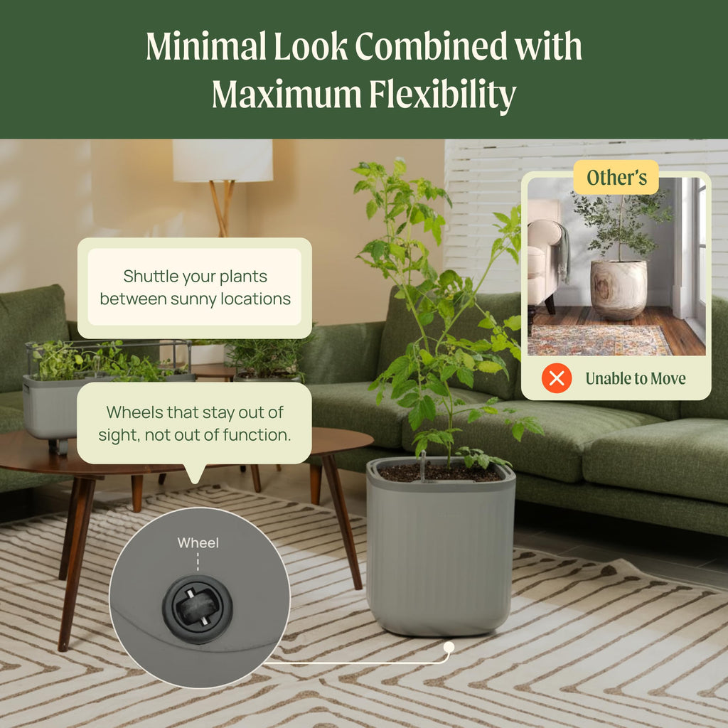 15 Inch Self-Watering Planter for Indoor Plants – Large Modern Plant Pot with Built-In Water Reservoir, Ideal for Monstera, Fiddle Leaf Fig, Palms & Peace Lily, Without Trellis (1, Sage Green)