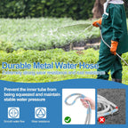 SPECILITE 75 FT Garden Hose, 304 Stainless Steel Metal Heavy Duty Flexible Water Pipe, Kink Free, Durable, Lightweight for Yard, Outdoor with Rubber Grip