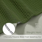 Green Shower Curtain for Bathroom Waffle Textured Heavy Duty 78 Inch Shower Curtain Set for Bathroom, Water Repellent 256GSM Neutral Fabric Shower Curtains with 12 Metal Hooks, 72Wx78H