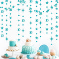Teal Blue 10th Birthday Decorations Number 10 Circle Dot Star Garland Glitter Streamer Banner Backdrop for Girls Boys Double Digits Cheers to 10 Years Old Birthday 10th Anniversary Party Supplies