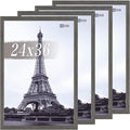 VCK 24x36 Poster Frame Set of 4 - Grey, Gallery-Quality Wood Picture Frames, 1.1-Inch Wide Border, Polished Plexiglass, Vertical or Horizontal Wall Display for Photo/Art/Prints, Grey