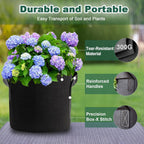 5 Pack 3 Gallon Fabric Grow Bags, Heavy Duty 300G Thickened Aeration Nonwoven Fabric Garden Pots with Handles, Planting Bag for Tomato, Potato, Strawberry, Vegetable, Fruits and Flowers