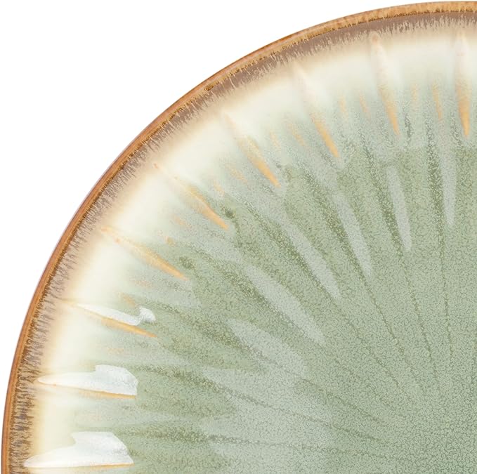 Gibson Elite Mayfair Bay Embossed Double Bowl Dinnerware Set, Service for 4 (16pcs), Green
