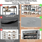Shoe Rack with Covers 10 Tier Tall Shoe Rack Organizer Large Capacity Shoe Shelf Storage 40 Pairs Space Saving Free Standing Shoe Storage Organizer for Closet, Entryway, Dorm, Grey