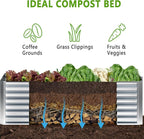 2PCS 6x2x1FT Galvanized Raised Garden Bed,Planter Raised Beds-Metal Garden Box,Large Plant for Outdoor Planting, Vegetables Bed，Flower,herb-Silver
