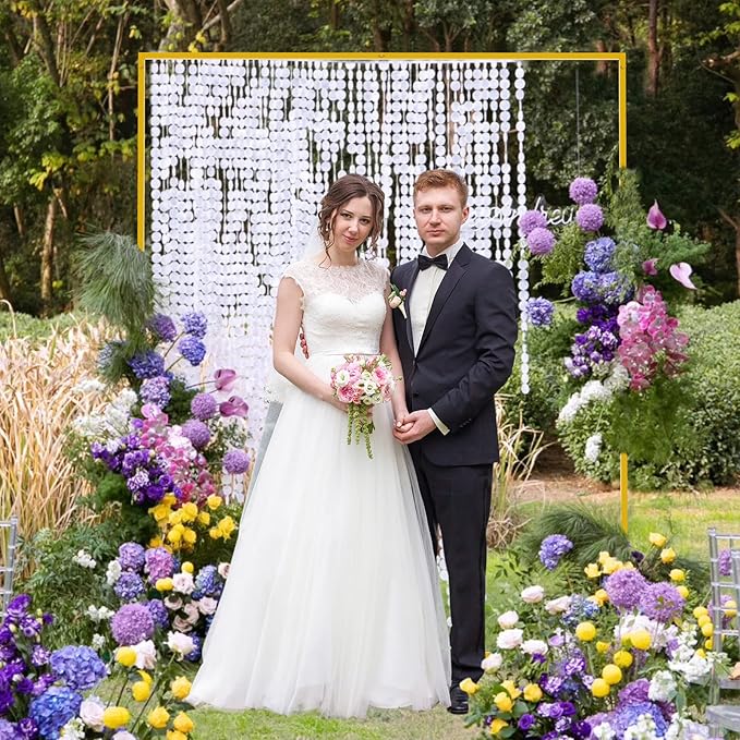 6.6FT x 5.2FT Wedding Arch Backdrop Gold Square Backdrop Stand Metal Balloon Arch Stand Rectangular Frame for Birthday Party Baby Shower Anniversary Decoration