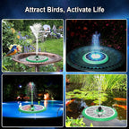 Solar Fountain UFO Style, 2026 Upgrade 5W Glass Solar Panel Bird Bath Fountain with LED Lights, 4000mAh Backup Battery, 7 Nozzles for for Garden, Pond, Pool, Patio Outdoor Water Feature