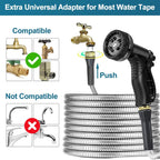 Stainless Steel Garden Hose 75ft Heavy Duty Metal Water Hoses with 10 Function Water Hose Nozzles for Yard Outdoor